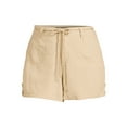 thumbnail image 5 of Dollhouse Women's Plus Size Cuffed Linen Shorts with Rope Belt, 5 of 5