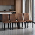 thumbnail image 2 of Tcbosik 4 Pack Dining Chairs, Comfy Upholstered Kitchen Chair with Metal Legs for Living Room, Easy Assembly, Brown+Black, 2 of 9