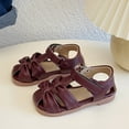 thumbnail image 2 of ZHOGXU Baby Girls Sandals With Adjustable Straps Bow Soft Sole Closed Toe Slip On Lightweight Comfortable Shoes For Everyday Wear,Brown,3-3.5 Years, 2 of 9