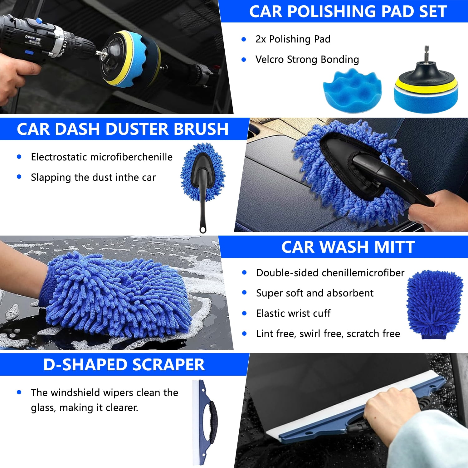 33Pcs Car Detailing Kit,Car Detailing Brush Set,Car Windshield Cleaning Tool,Professional Car Care kit - Car Wash Brush kit for Interior,Exterior,Wheels