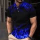 thumbnail image 2 of Camisetas de Manga Corta de los Hombres Casual Gradiente Solapa Botón Arriba Camiseta, Top Ligero para el Hogar, Uso Diario Y Cómodo, 2 of 5