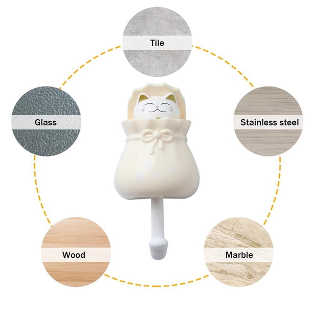 Gancho creativo para llaves de gato Colgadores de puerta de dormitorio sin costuras Gancho de pared (amarillo) Likrtyny Libre de BPA