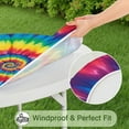 thumbnail image 5 of Colorful Rainbow Tie Dye Spiral Pattern Round Fitted Tablecloth with Elastic Edge,Dining Table Cover Waterproof,Outdoor Round Tablecloth for Camping,Dining,Indoor and Outdoor, 5 of 7