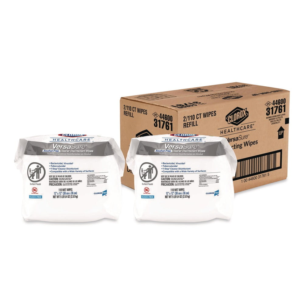 VersaSure 12 in. x 12 in. 1-Ply Cleaner Disinfectant Wipes - White Fragranced (2/Carton)