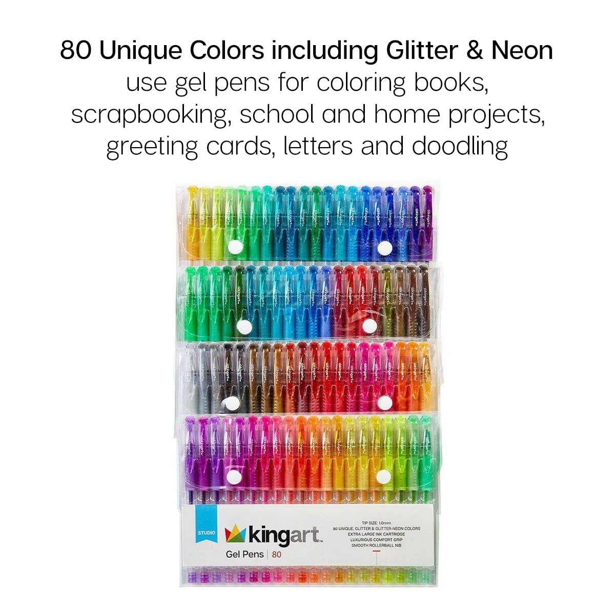 Marte Vanci Set 36 Penne Gel Glitterate Colorate: Punta 1,0 Mm, Per Adulti, Libri Da Colorare, Diario E Biglietti Fai Da Te - 2