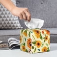 thumbnail image 6 of Lsque Sunflowers And Butterflies Printed Tissue Box Cover Holder, Facial Paper Organizer Dispenser,Square with Bottom Belt, PVC Leather Decorative Organizer, 6 of 8