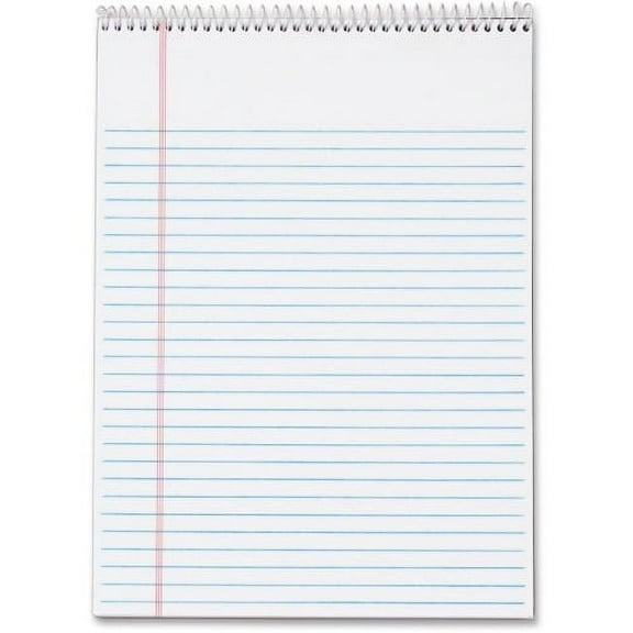 TOPS Docket Wirebound Legal Writing Pads - Letter 70 Sheets - Wire Bound - 0.34" Ruled - 16 lb Basis Weight - 8 1/2" x 11" - 11" x 8.5" - White Paper - Perforated, Hard Cover, Stiff-back, Spiral Lock