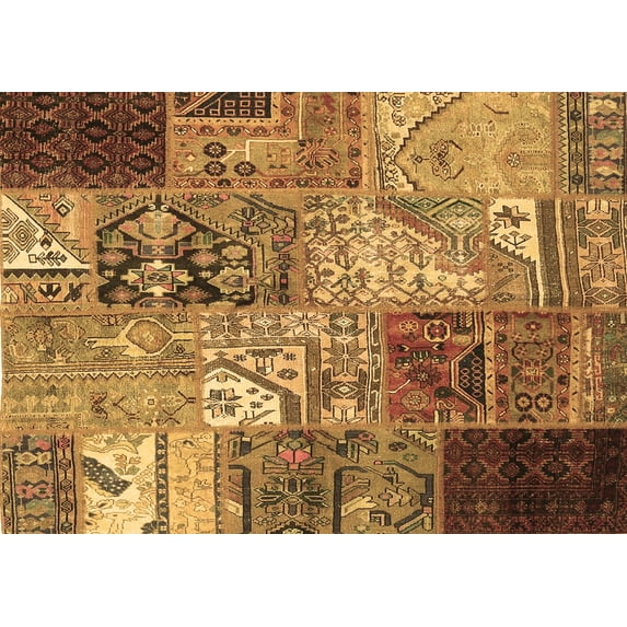 Ahgly Company Indoor Rectangle Patchwork Brown Transitional Area Rugs, 5' x 8'
