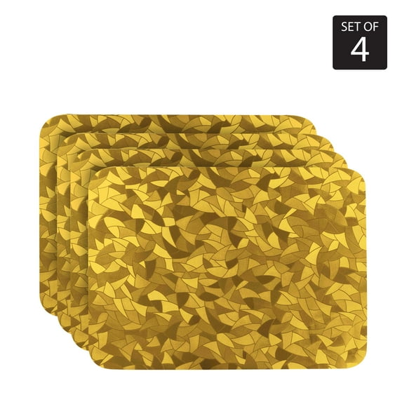 Dainty Home Metallic Leaf Reversible 12 x 18 Rectangular Placemat Set of 4 in Gold