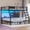 Black-Full, variant on Twin Over Twin Bunk Beds with 4 Storage Drawers & Shelves & Bedside Caddy, Metal Loft Bed with Led Lights & Charging Station,13.4“ Safety Guardrail，Angled Ladder,White