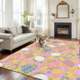 thumbnail image 3 of Easter Bunny Area Rugs Collection 5'x7', Colorful Eggs Spring Leaves Daisy Yellow Pink Plaid Non Slip Indoor Rectangle Throw Runner Rug Floor Mat Carpet for Living Room Dining Table Bedroom Nursery, 3 of 9
