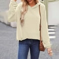 thumbnail image 6 of ATOYSOY Women's Solid Color Pullover with Pockets Loose Ribbed Sweaters Long Sleeve Dressy Tunic Tops Fall Winter Crew Neck Blouses Outwear Casual Hoodie Sweatshirts Beige L, 6 of 9