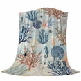 thumbnail image 6 of Blue Coastal Blanket Soft Cozy Warm Throw Blanket for Couch, Plush Fuzzy Flannel Fleece Blankets for Sofa, Summer Beach Coral Shell Starfish Seahorse Bed Blankets Lightweight Gifts for Women, 32"x48", 6 of 9