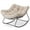 Beige, variant on Upstreman Home Oversized Papasan Rocking Chair, Outdoor Rocking Chair Metal Frame Papasan Chair Rocker with Padded Cushion, Gray