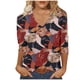 thumbnail image 2 of Fiudx Ofertas Flash Del Día Solo En Línea Top con Cuello En V y Manga 3/4 con Estampado Informal a La Moda para Mujer, 2 of 5