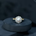 thumbnail image 6 of Rosec Jewels Freshwater Pearl Ring with Moissanite Halo for Women - 8 MM - AAA Quality, 14K Yellow Gold, US 9.50, 6 of 8