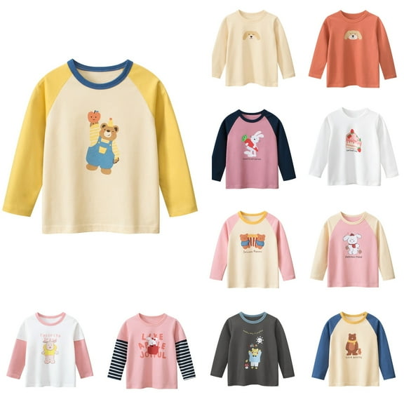 Ahuyic Toddler Kids Loose Top, Casual Long Sleeve Blouse For Autumns And Winter, Childrens Casual T-Shirt Boys And Girls Round Neck Long Sleeve Undershirt For Kids