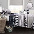 thumbnail image 1 of Llama Stripe Quilt Navy 4Pc Set Twin, 1 of 2