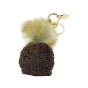 NYFASHION101® Pom Pom Beanie Key Chain Key Ring Handbag Tote Accessory - Confetti DK Melange