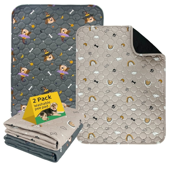 BLIWINPT D Dog Mats for Floors Waterproof Absorbent and Leakproof Reusable Dog Kennel Pad Washable Pee Pads for Dogs Dark Colors 2 Packs (S, 18” - 24”)