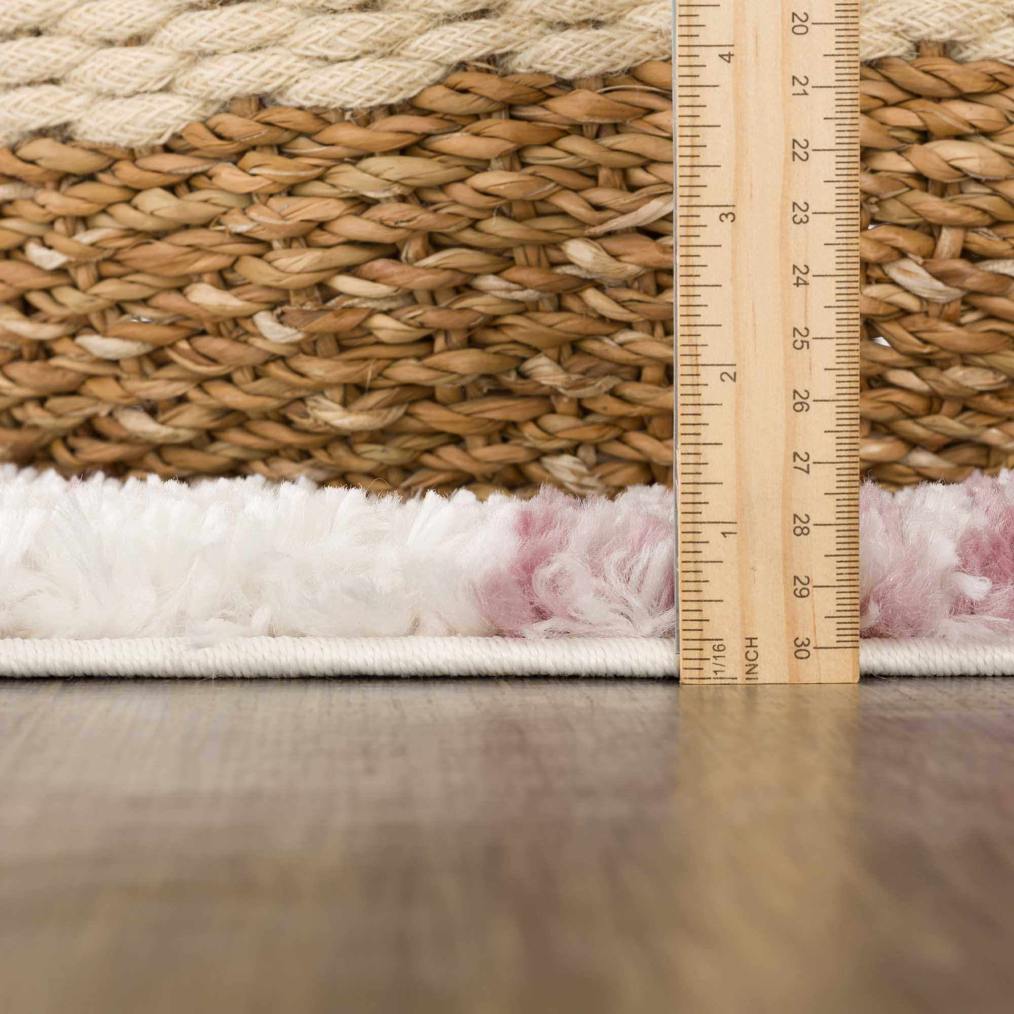 BoutiqueRugs Galaxy Boho Moroccan Geometric Shag Large Area Area Rug - High Pile Super Soft Carpet for Living Room, Bedroom - Pink, Cream, White, Blush - 7'10" x 10'3"