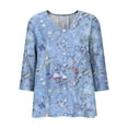 thumbnail image 4 of Zysthvn Womens Tops Casual Tunic Summer Floral 3/4 Sleeve Women T Shirt Lightweight V-Neck Loose Fit, 4 of 5