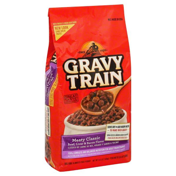 Gravy Train Meaty Classic Beef, Liver and Bacon Flavor Dry Dog Food, 3.
