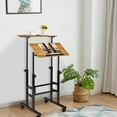 thumbnail image 4 of Patiojoy Mobile Standing Desk Height Adjustable Stand Up Computer Workstation Rolling Presentation Cart w/Wide Platform Walnut, 4 of 6