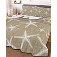 thumbnail image 3 of Quilts Full Size Bedding Set, Rustic Coastal Starfish Lightweight Quilted Comforter, Nautical Summer Beach Ocean Soft Reversible Bedspread Coverlet with Pillow Covers for All Season, 78" x 90", 3 of 7