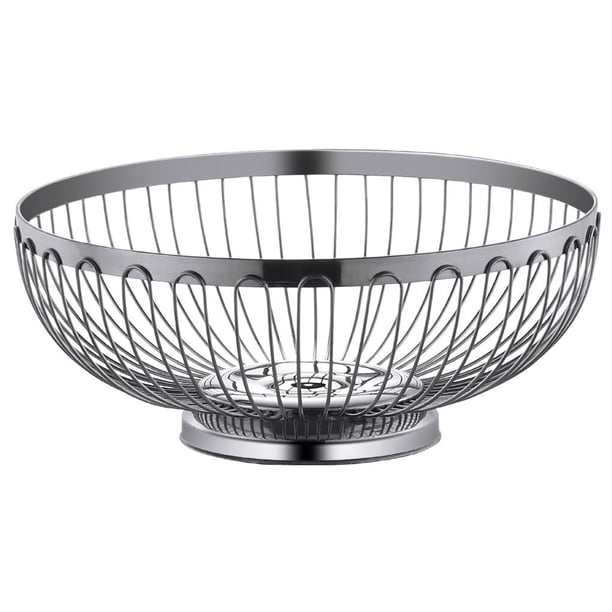 Bearachild Cesta de fruta de acero inoxidable 201, frutero hueco, cesta de almacenamiento de alambre de Metal multiusos para sala de estar, oficina, cocina Mostrada No.1 Bearachild HA026376-01