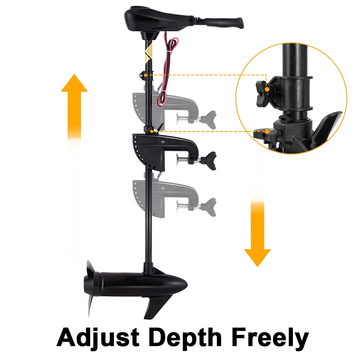 Costway New 86lbs Freshwater Transom Mounted Trolling Motor 36" Shaft