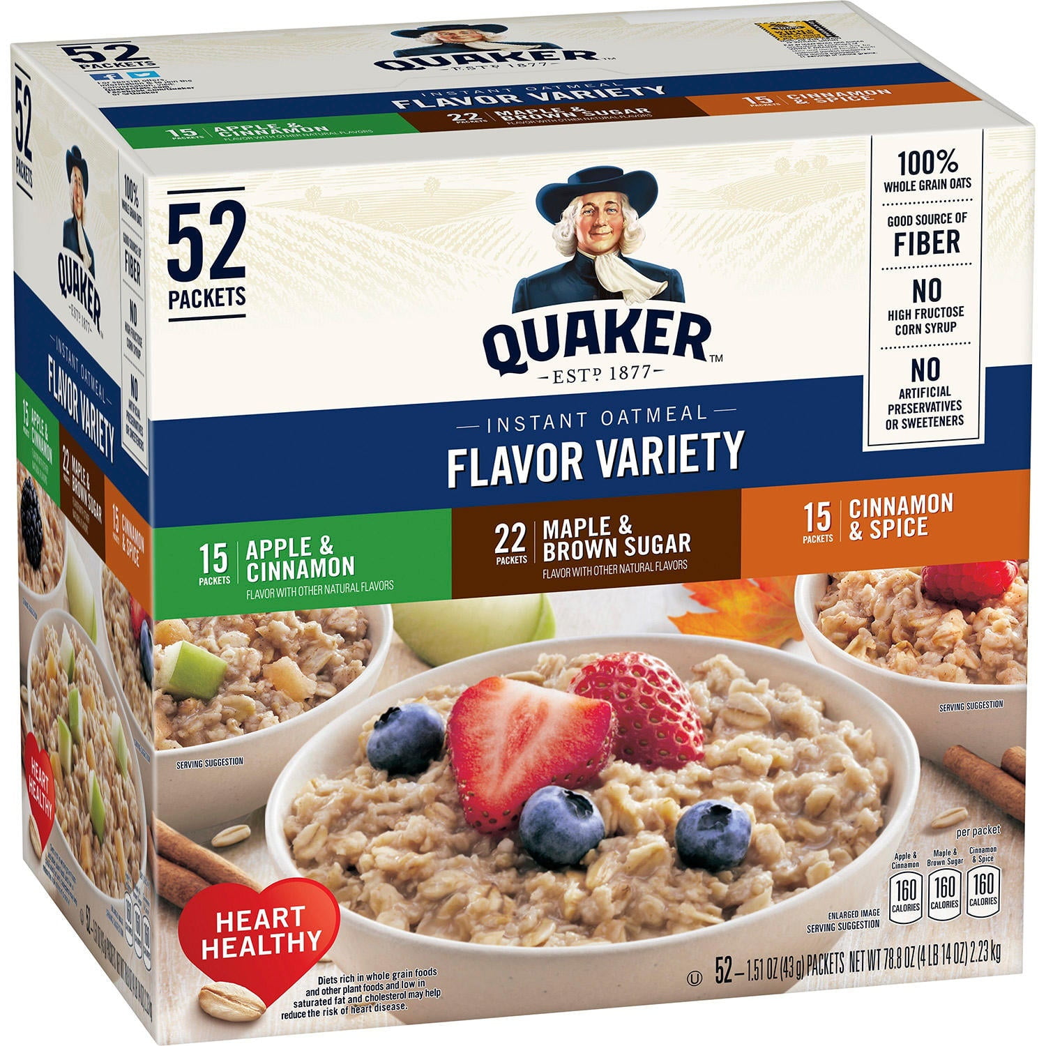 Quaker Instant Oatmeal Variety Pack 52 Pk. 1.46 oz. - Walmart.com