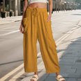 thumbnail image 5 of jowamay Flowy Pants for Women Elastic Waist Drawstring Beach Vacation Trousers with Pockets for Travel, 5 of 7