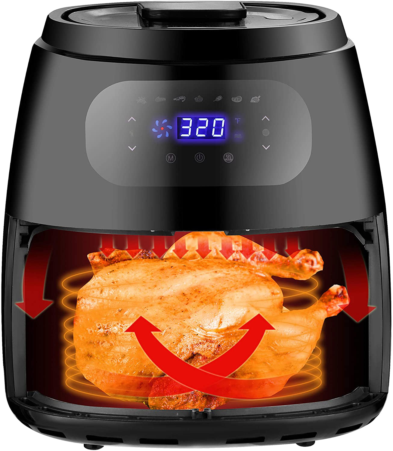 7.6QT 1700W Air Fryer Cooker XXL Oven w/Digital Screen w/Keep Warm Function 