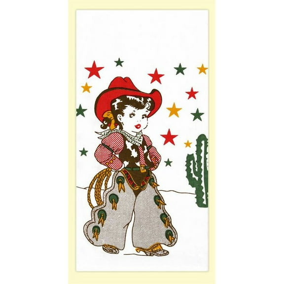 Red and White Kitchen Little Cowgirl 100% Cotton Flour Sack Towel #VL28