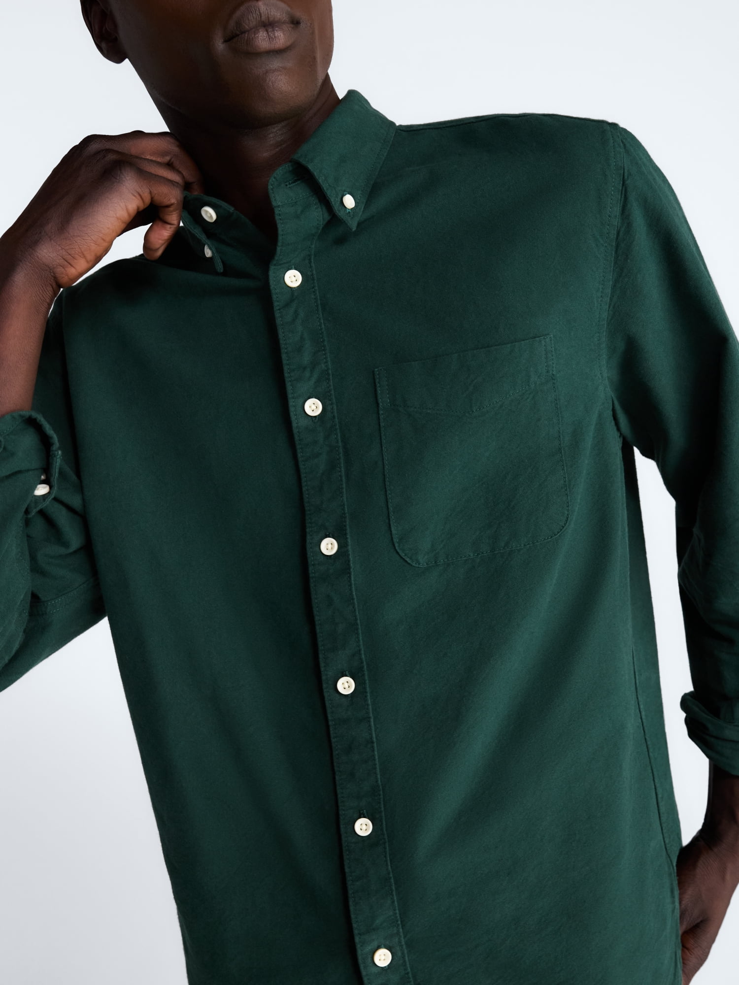 Free Assembly Men's Cotton Button Down Oxford Shirt with Long Sleeves, Sizes XS-3XL