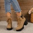 thumbnail image 4 of RUIYANQI Women's Chunky Heel Combat Boots Lace Up Platform Ankle Booties Trendy Lug Sole Work Boots Casual Fall Winter Fashion Footwear Durable Outdoor Shoes Yellow Women Sandal, 4 of 9