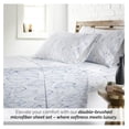 thumbnail image 5 of 3-Piece, 14-Inch Deep Pocket Twin XL Sheet Set, Easy Care Bedsheets with 1 Flat and 1 Fitted Sheet, 1 Pillowcase, White with Blue Leaves, 5 of 7
