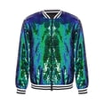 thumbnail image 3 of SiiRoh Girls Shiny Sequin Bomber Jacket Long Sleeve Zip Up Coat Sparkly Club Party Outerwear Tops Green 10, 3 of 7