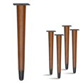 thumbnail image 1 of AKB Hardware 4 Pcs Retro Straight Wood Furniture Legs – Solid Wood Sofa, Bench, Table Legs with Metal Footing, Durable and Stylish Design (16" H Dark Bronze Footing), 1 of 4