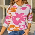 thumbnail image 2 of Tnhcen Women's Floral Print Sweater Acrylic Knit Top Casual Crewneck Pullover Long Sleeve Comfort Wear Soft Warm Winter S-XL, 2 of 5