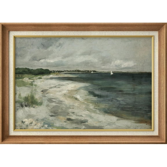 IDEA4WALL Premium Frame Wall Art Ocean Wave Beach Shore Landscape Print Impressionism Nature Wilderness Farmhouse Wall Decor Rustic Famous Fine Art for Bedroom, Office - 26"x36" Natural