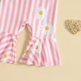 thumbnail image 5 of EnJoCho Children Casual Romper Toddler Girls Sleeveless Striped Floral Prints Romper Backless Bell Bottoms Jumpsuit Clothes Baby Kids Trendy Bodysuit Outfits, 5 of 6