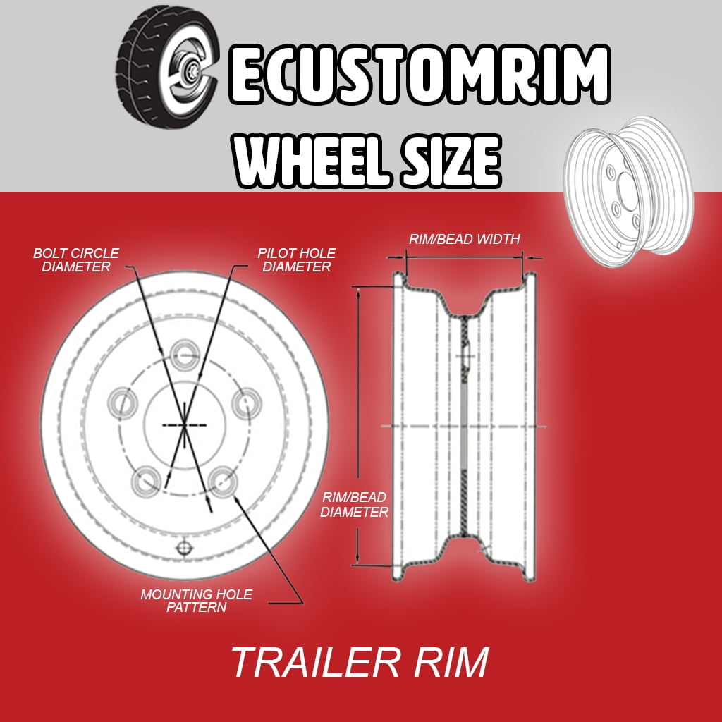 14x5.5 5 Lug Bolt Wheel White Modular Trailer Rim Wheel 14 x 5.5 in 