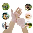 thumbnail image 4 of Unique Bargains 1 Pair Sunblock Fingerless Gloves Half Finger Thin Sun Block Driving Gloves for Women Pink, 4 of 5
