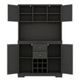 thumbnail image 6 of Tcbosik Farmhouse Coffee Bar Cabinet with Glass Holder and Wine Rack, Kitchen Hutch Cabinet with Drawers and Doors, Buffet Sideboard with Shelves for Living Room, Dining Room, Space Saving, Black, 6 of 10