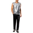 thumbnail image 2 of INSPIRE CHIC Metallic Vest for Men's Disco Shiny Sleeveless Crocodile Pattern Tank Top M Silver, 2 of 4