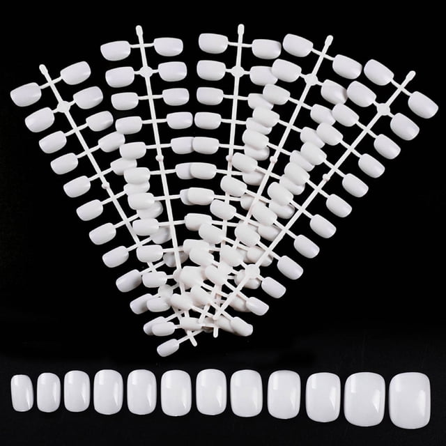 120Pcs Small Short Nail Tips for Children Nail Practice Nail Polish Display (White)