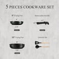 thumbnail image 5 of Carote Ceramic Cookware Sets, 5 Pcs Pots and Pans Set with Detachable Handle, Black, 5 of 6