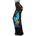 thumbnail image 3 of Xoenoiee Butterfly Print Flare Yoga Pants for Women Crossover High Waisted Bootleg Pants Bootcut Flare Yoga Leggings Tummy Control Workout Pants, S, 3 of 7